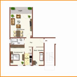 Attraktive, gut geschnittene 3-Zi.-Wohnung mit großer Loggia in Erlangen-Bruck.