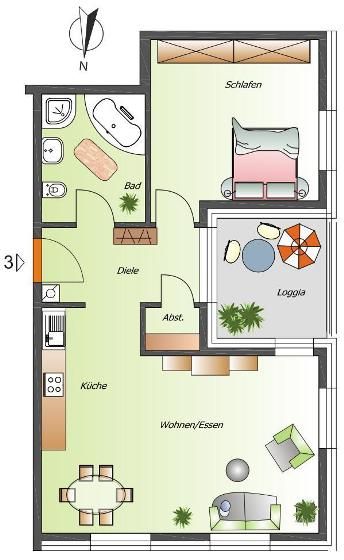 Grundriss Wohnung 3 Hiltrup